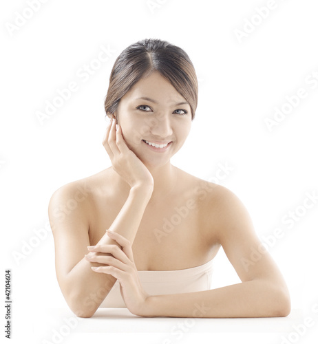 Photo: asian woman model beauty shot on white background asian woman model beauty shot on white background