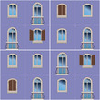 Seamless background of the building facade with arched windows