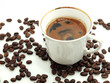 Cup of coffee on the white background