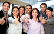 Business group with thumbs up