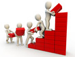 Illustration: 3d human characters making graph of growth 3d human characters making graph of growth