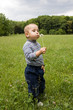 Photo: Beautiful cute boy in the park blowing on dandelion in summer ti Beautiful cute boy in the park blowing on dandelion in summer ti