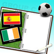Soccer ball with flag spain and ireland