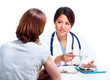 Chinese medical doctor woman with patient.