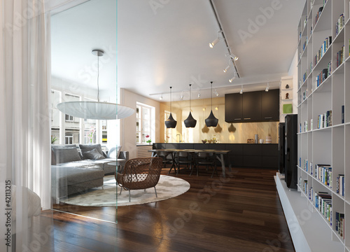 Illustration: Modern Luxury Loft / Apartment Architecture Interior Modern Luxury Loft / Apartment Architecture Interior
