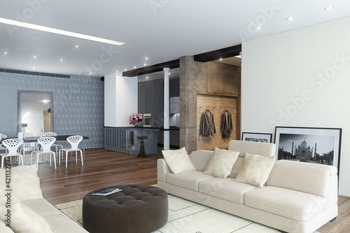 Illustration: Modern Luxury Loft / Apartment Architecture Interior Modern Luxury Loft / Apartment Architecture Interior