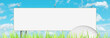 Advertising of golf events : blank billboard and golf ball. Pano