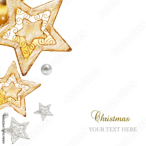 Photo: Golden and silver stars, ornaments and holiday decorations Golden and silver stars, ornaments and holiday decorations