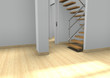 Illustration: Espacio de un ambiente,cuarto vacío con escaleras. Espacio de un ambiente,cuarto vacío con escaleras.