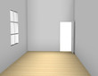 Illustration: Una habitación vacía,habitación con ventana y puerta. Una habitación vacía,habitación con ventana y puerta.