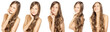 collage of a beautiful woman with curly hair