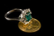 Rings with emeralds and diamonds on sterling gold
