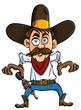 Cartoon cowboy ready to draw. Isolated
