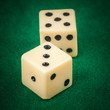 Dice on a green gaming table
