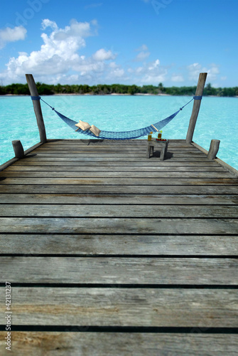 Illustration: Hammock in tropical pier Hammock in tropical pier