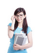 사진:Smart Student girl holding book Smart Student girl holding book
