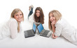 Photo : Happy girls with laptops Happy girls with laptops