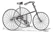 Velocipede, tricycle, vintage engraving.