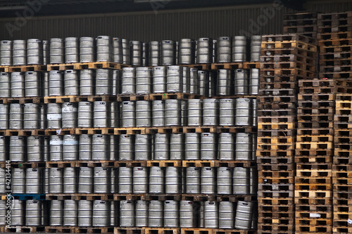 Photo: Many metal kegs of beer Many metal kegs of beer