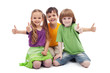 Photo: Three kids giving thumbs up sign Three kids giving thumbs up sign