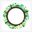 circle with green city - environment and ecology