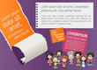 Colorful template for advertising brochure with children
