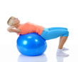 Young woman with blue ball