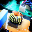 electronic circuit close-up. Macro background