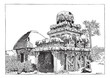 Mahabalipuram in Tamil Nadu, India, vintage engraving