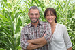 Couple in front of corn plants