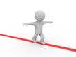 grey figure balancing on a red line