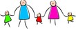 Cute Stick Family Holding Hands
