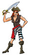 Cartoon illustration of sexy lady pirate. Isolated