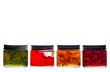 Four jam jar isolated on white background