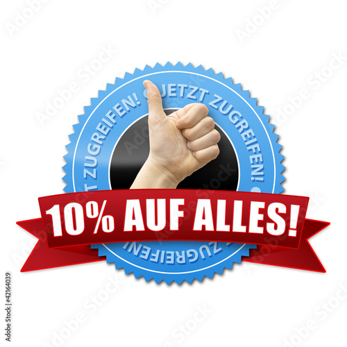 Illustration: 10% auf alles! Button, Icon 10% auf alles! Button, Icon