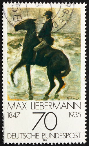 Photo: Postage stamp Germany 1978 Horseman on Shore, by Max Liebermann Postage stamp Germany 1978 Horseman on Shore, by Max Liebermann