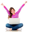 Happy woman online