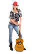 Foto: The beautiful girl in a cowboy's hat isolated The beautiful girl in a cowboy's hat isolated