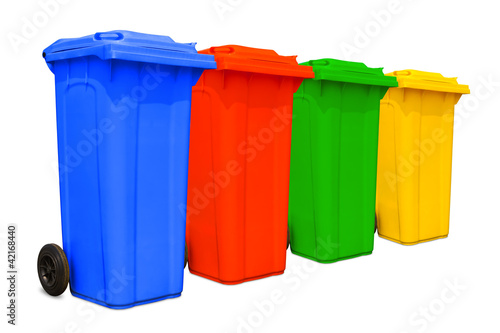 Illustration: Large colorful trash cans collection Large colorful trash cans collection