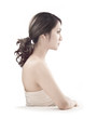 asian woman model beauty shot in studio on white background