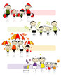 Vector: Set of family illustrations, four seasons Set of family illustrations, four seasons