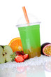 Bubble Tea green apple mit Boba Orange und Passionsfrucht