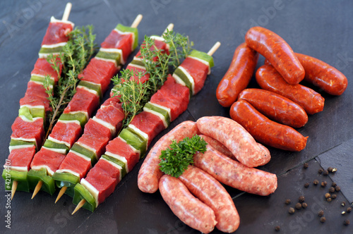 Photo: brochettes et mini saucisses crues 5 brochettes et mini saucisses crues 5