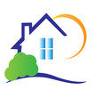 Houses apartments with bush sun logo