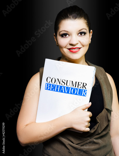 Photo: Friendly woman conducting a consumer survey Friendly woman conducting a consumer survey