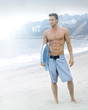 Serene surfer at the beach