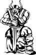 Nordic viking - black white vector illustration. Vinyl-ready.