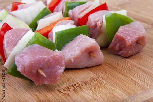 Photo: Shashlyk with bacon, paprika, onion Shashlyk with bacon, paprika, onion