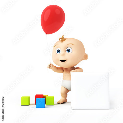 Illustration: 3d rendered illustration of a cute baby 3d rendered illustration of a cute baby