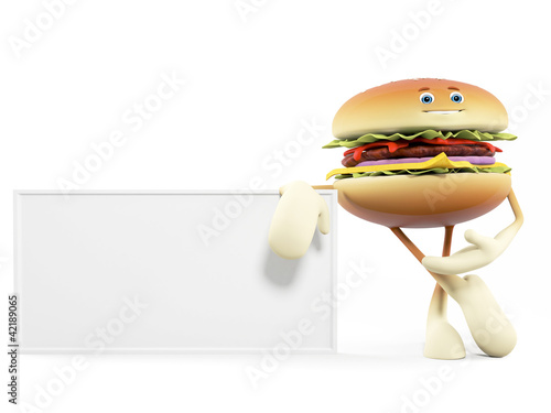 Illustration: 3d rendered illustration of a burger character 3d rendered illustration of a burger character